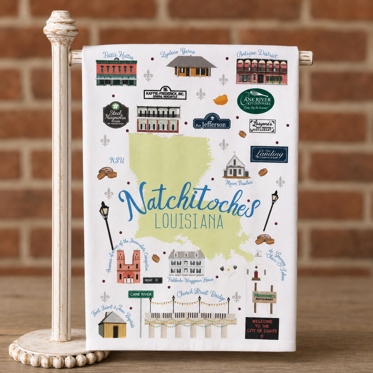 Natchitoches, Louisiana Landmark Tea Towel